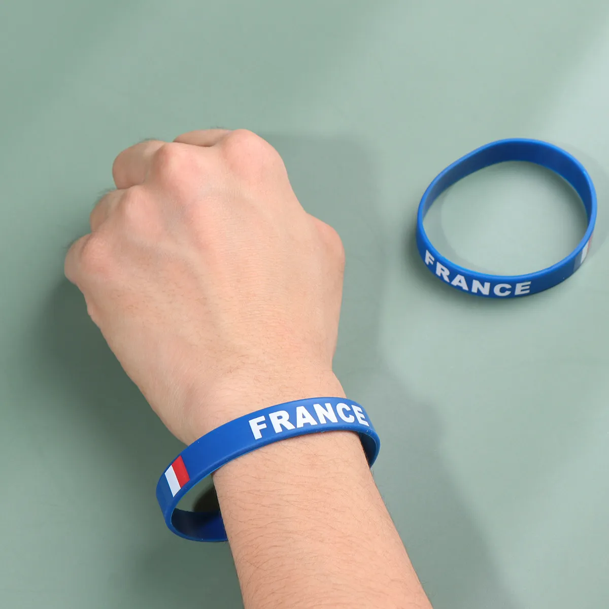 10Pcs One Size Fits Most Silicone Country Flag Wristband for Football Match Supporters National Team Fan