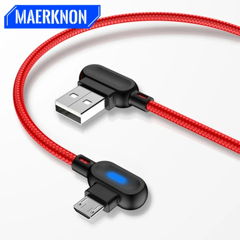 

90 градусов микро USB кабель 1 м 2 м Быстрая зарядка синхронизации данных USB зарядное устройство кабель для Samsung Xiaomi Huawei HTC LG Android телефон кабели