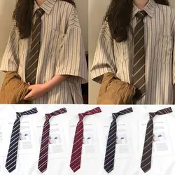 Polyester JK Necktie Simple Plaid Neckwear Striped Neck Tie Clothes Accessories Cravat Uniform Bow Tie Women Men