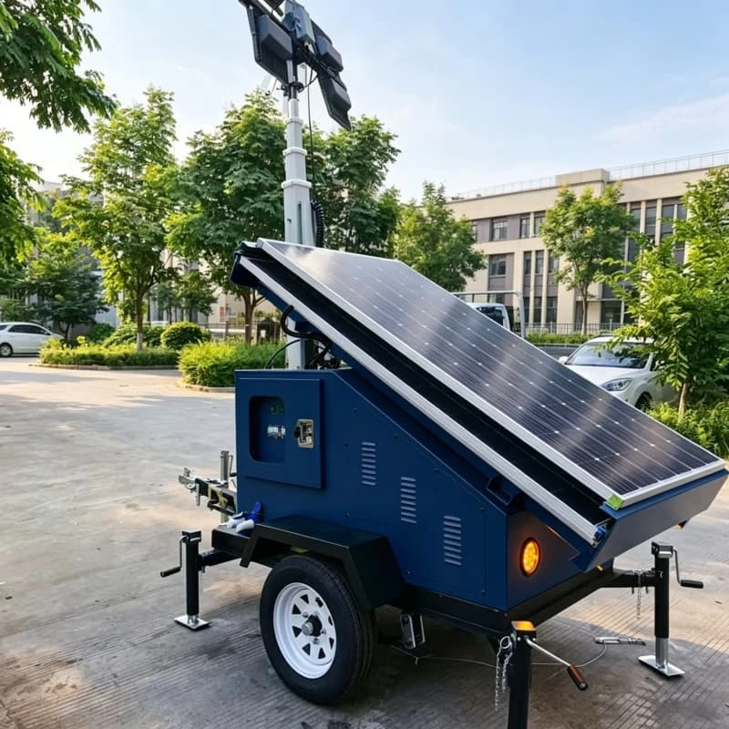 12m Extra High Mast Mobile Lighting Tower 4x1000W LED For Stadium Port Large Area Illumination Airport Runway Construction