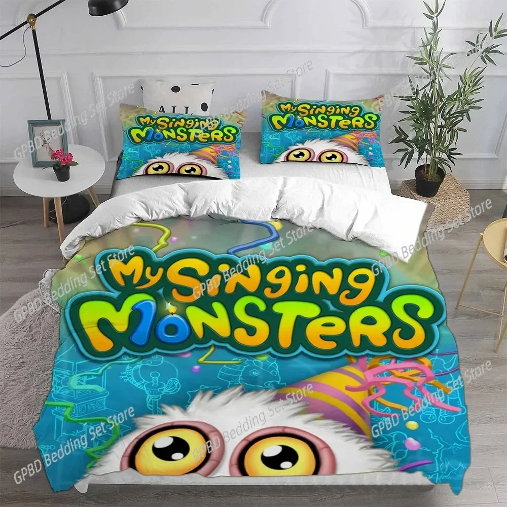 Anime My Singing Monsters Video Game Cartoon Bedding Set Single Twin Full Queen King Size Bed Set Adult Kid Bedroom Bedding Gift