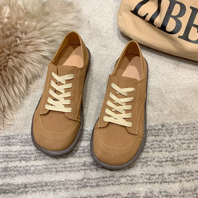 All-Match Round Toe Women Shoes Autumn Soft Casual Female Sneakers British Style Loafers With Fur Flats Fall Preppy Slip-on Dres