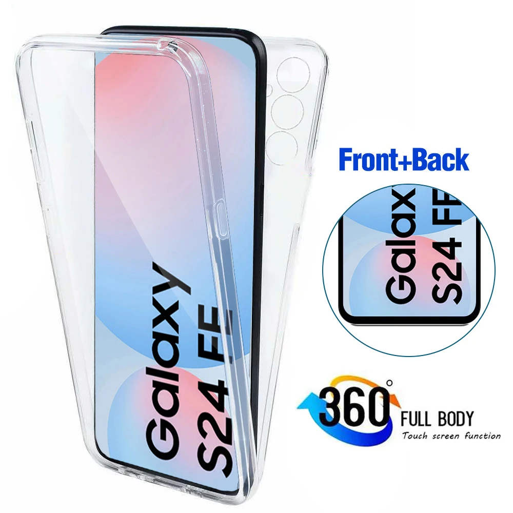 360° Full Body Protection Case For Samsung Galaxy S24 FE 5G Clear PC+PET Double-Sided Shockproof Coque Samung S24FE S 24 FE 24FE