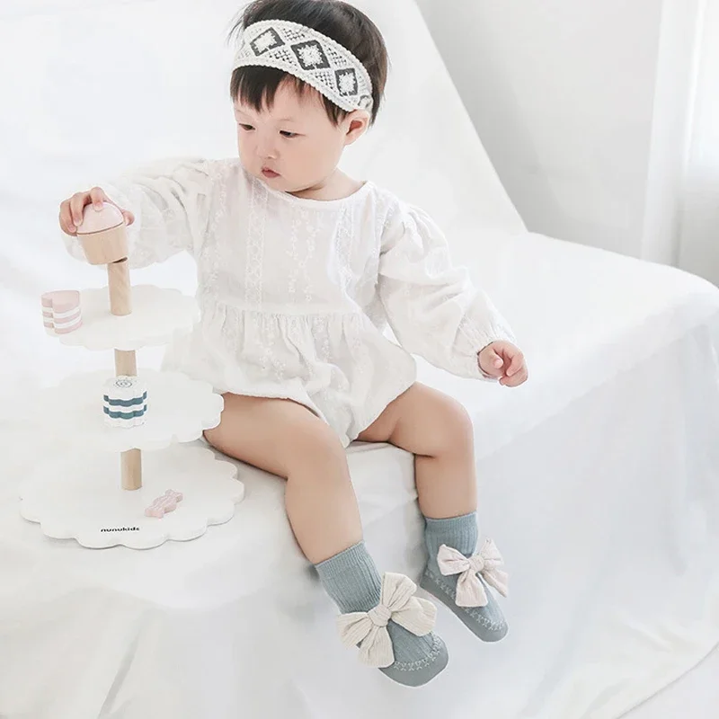 Infant Newborn Baby Anti-Slip Socks For Girls Accessories Toddler Cute Cartoon Floor Stockings Floor Sock Shoes First Walkers