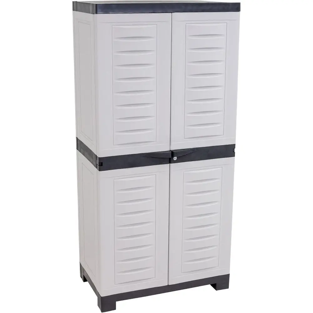 

48-Inch High-Resin Garage Storage Cabinet with Lockable Doors and Adjustable Shelves for Utility, Laundry, or Office Spaces in G