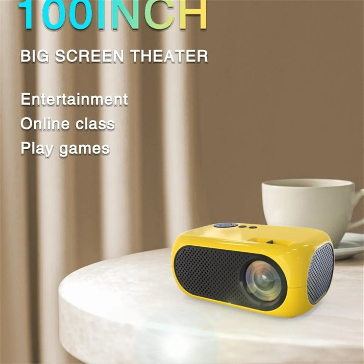 

Портативный мини-проектор 360P светодиодный проводной проектор для мобильного телефона с динамиком и дистанционным управлением для кемпинга на открытом воздухе, вилка европейского стандарта