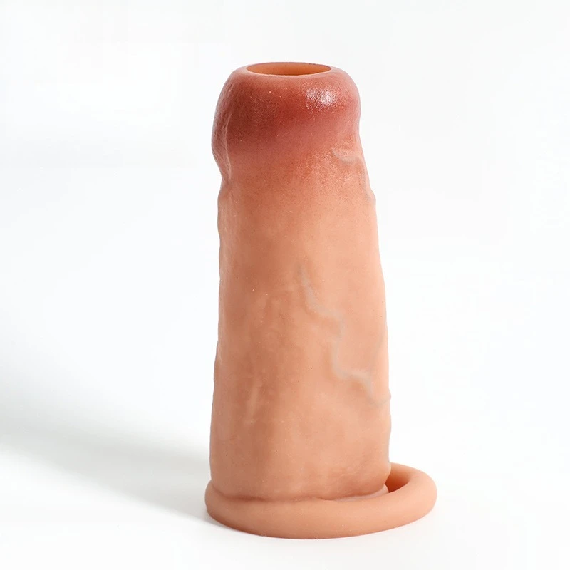 Soft Silicone Penis Sleeve Penis Enlargement Hollow Dildo Sleeve Ball Stretcher Sex Toys for Men Couple Delay Tiem Sex Products