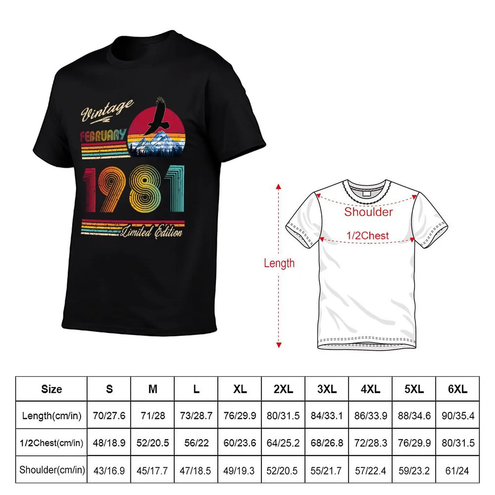 Vintage February 1981 Birthday T-Shirt t shirt for man 100 percent cotton t shirt for man T-shirt