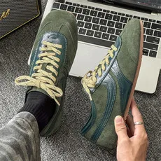 

German Training Shoes Women 2025 New Genuine Leather Women Sneakers Flat Lace-up Retro Large Size Forrest Gump Shoes Women