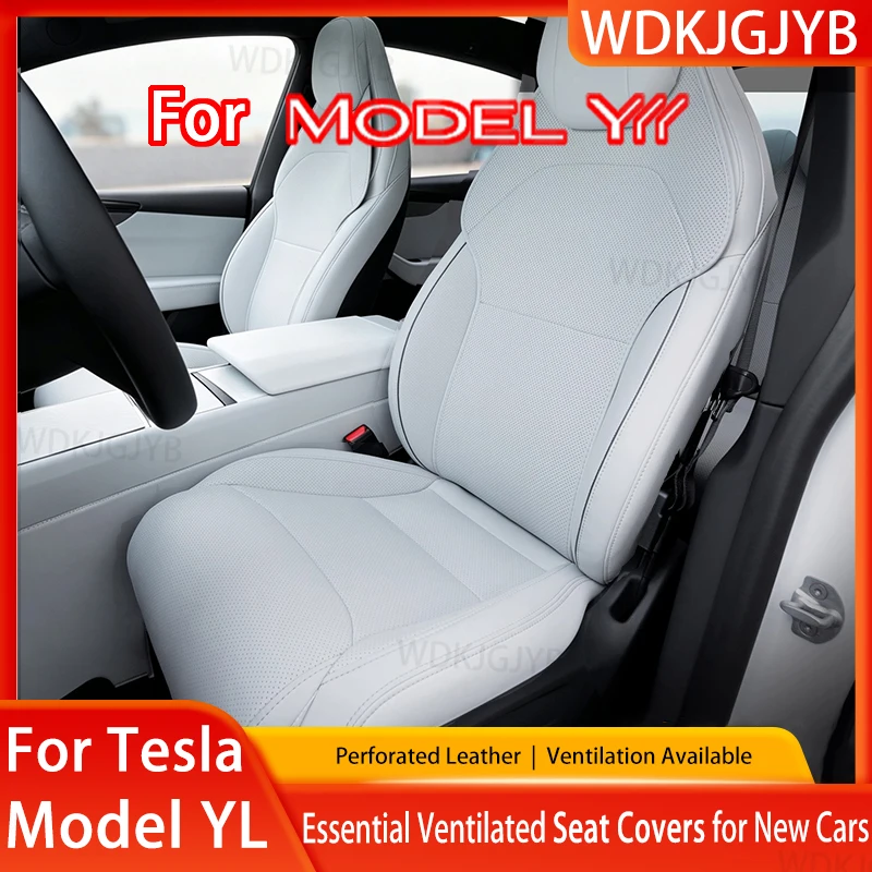 For Tesla Model YL 2026+ Ventilation Seat Cover Breathable Comfortable PU Leather Seat Cushion All-season Car Seat Accessories