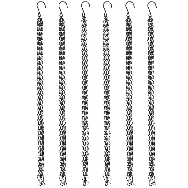 

6 Pack Hanging Chain, HEAVY DUTY 50Cm Hanging Flower Basket Replacement Chain -3 Point Garden Plant Hanger For Outdoor Or Indoor
