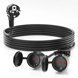 European Power Cord Extension Cable 3cm/3m/5m/7m Schuko Euro Double Plug Socket Waterproof IP44 250V/16A for Outdoor, Home, PC