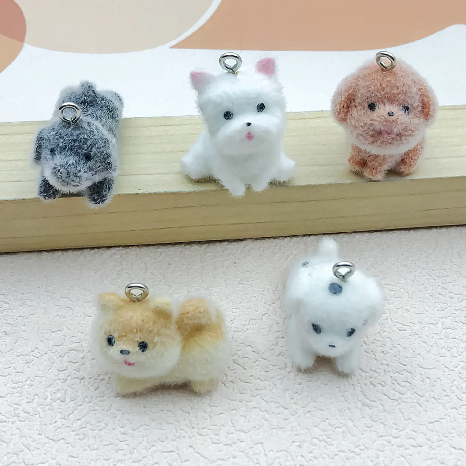 5pcs&1pc Flocked Resin Animal (Dog, Unicorn, etc.) Set – Craft Materials for Handmade Earrings, Bracelets, Necklaces, Keychains