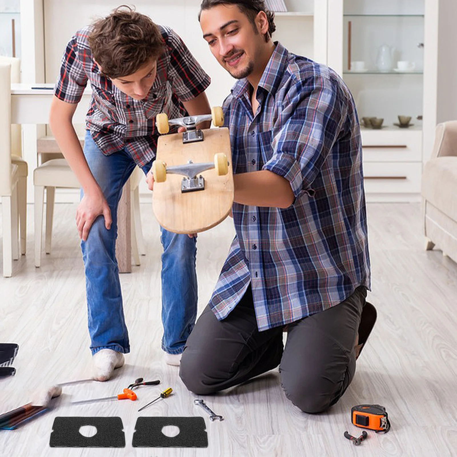 1Pair Drift Board Sandpapers Anti Slip Design Easy Installation for Skateboard Longboards Split Metal Sandpapers Block