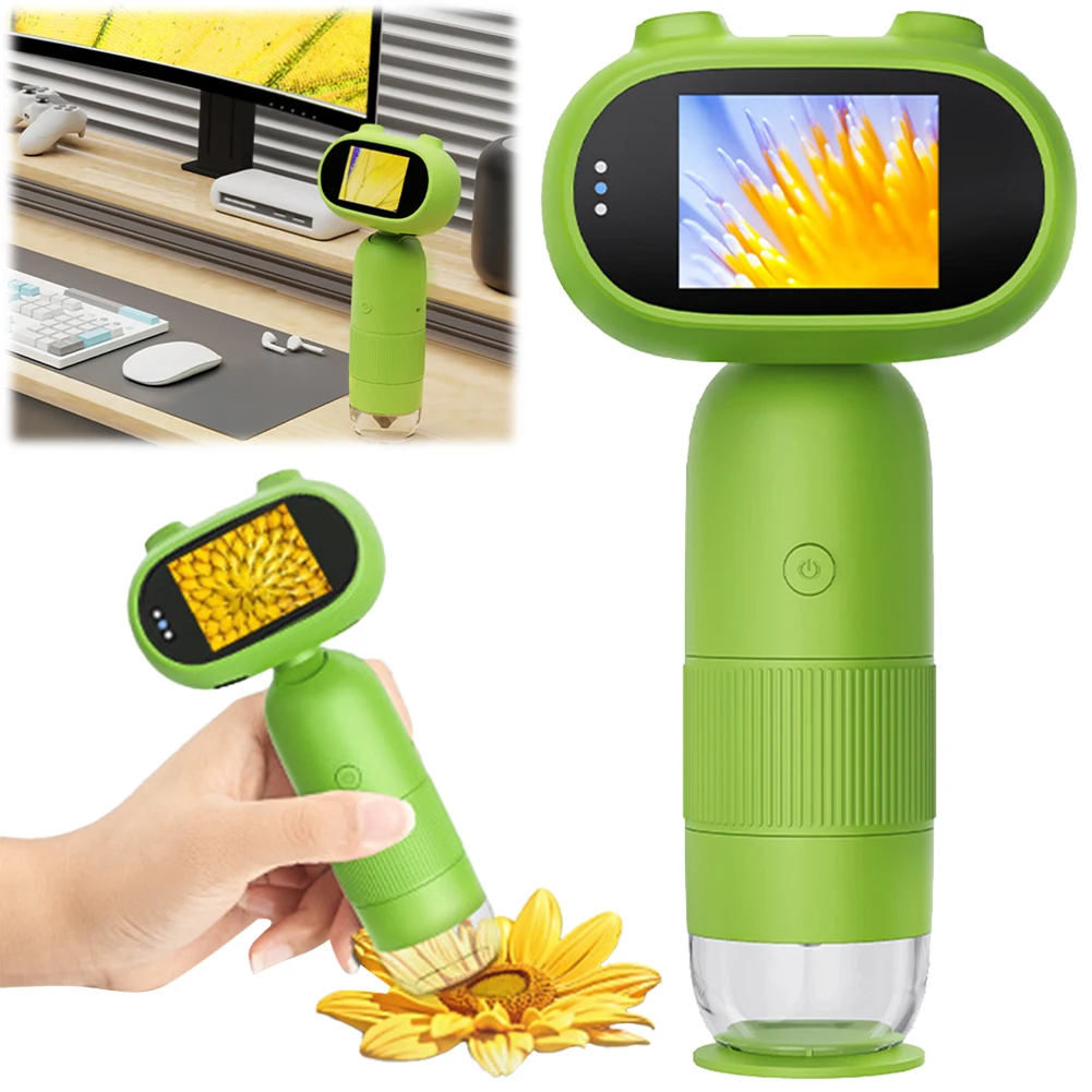 

1000x Kids Microscope Biological Insect Coin Magnifier 200 Megapixels Electronic Magnifier Camera 2 Inch IPS Screen for Children