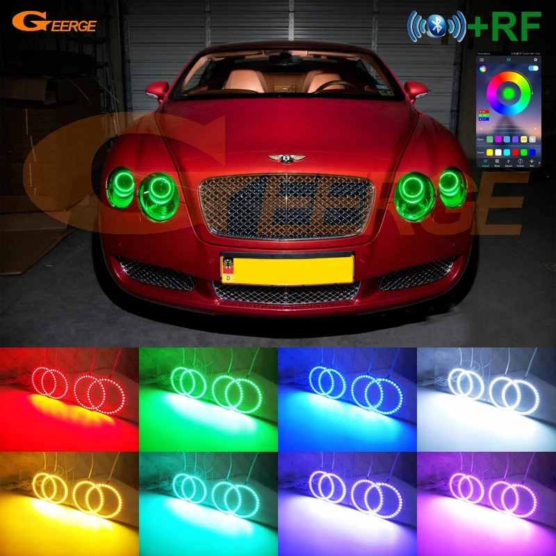 For Bentley Continental Flying Spur GT GTC BT App RF Remote Control Multi-Color Ultra Bright RGB LED Angel Eyes Kit Halo Rings