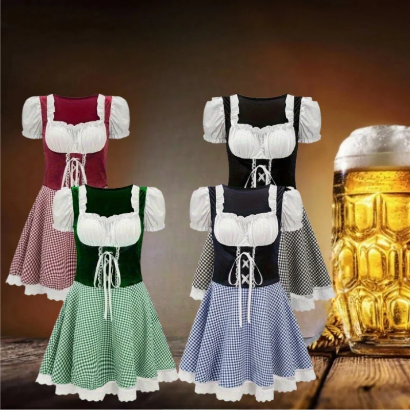 

Комплекты, фартук для немецкой пивной девушки, платье горничной, карнавальная одежда, женское платье-дирндль с открытыми плечами, баварский фестиваль пива, Vestidos