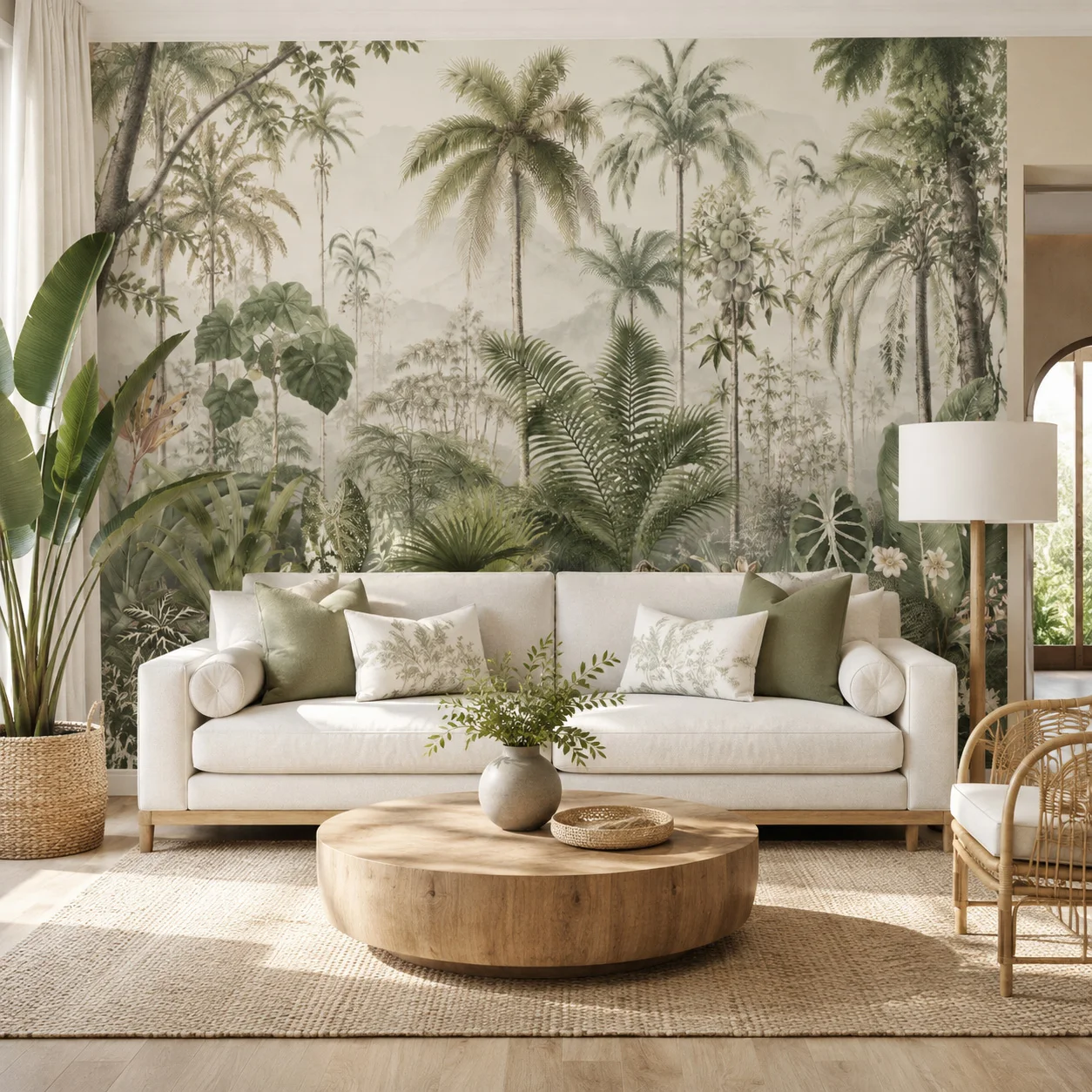 Tropical Jungle Wallpaper Mural Rainforest Palm Trees Natural Green Plants Decoration Living Room Bedroom Requires Adhesive