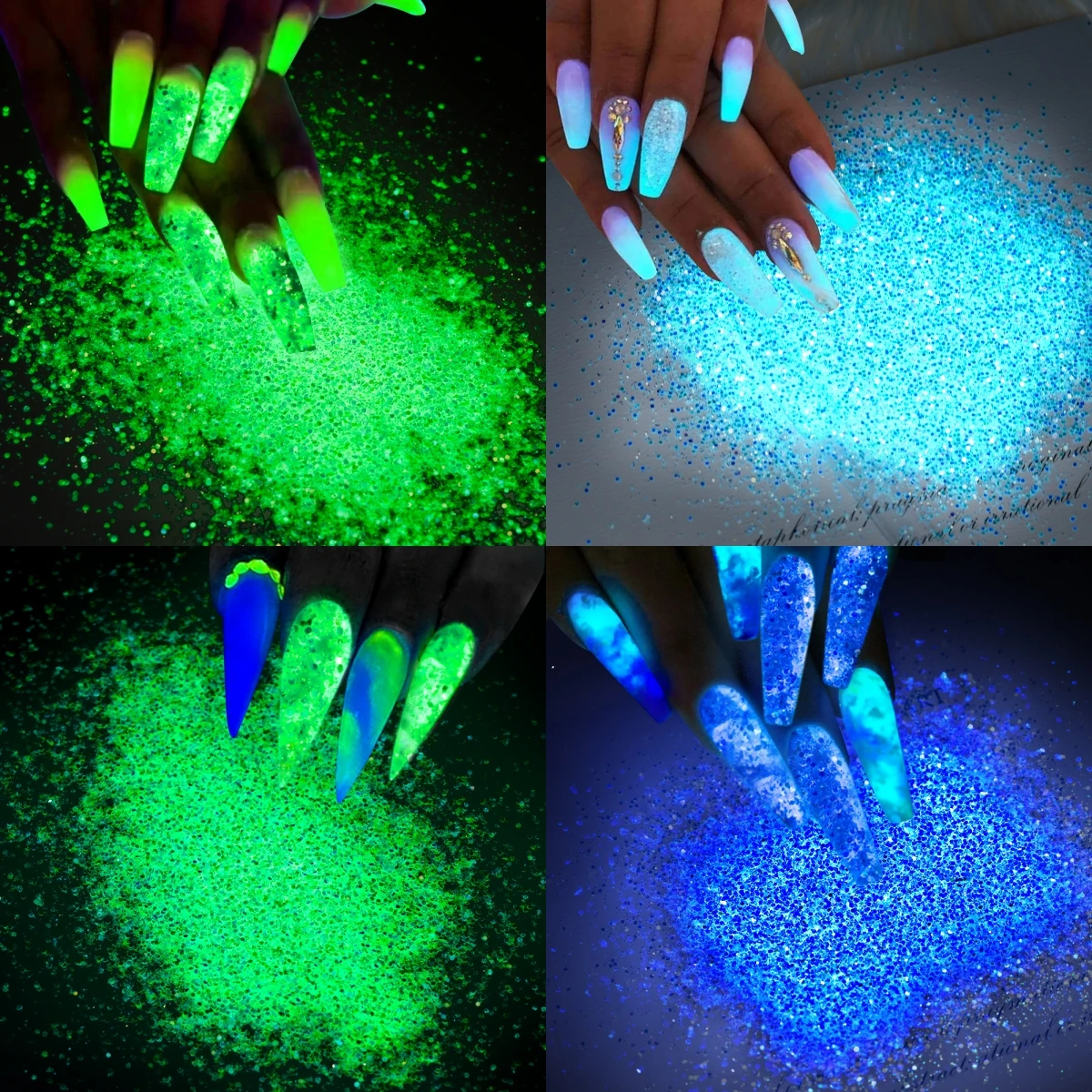 10g/Bag Glow In Dark Phosphor Powder Nail Art Luminous Glitter Pigment Long-Lasting Super Bright Epoxy Resin Filler Nail Powder*