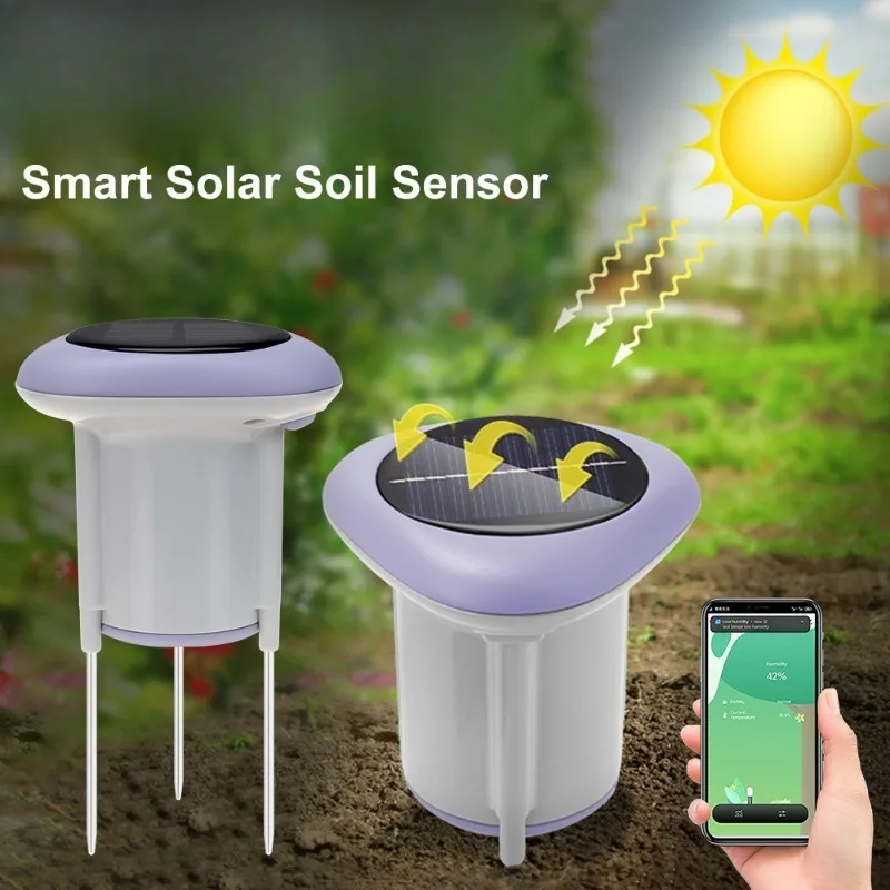 Smart Soil Detector Sensor Real Time Temperature Humidity Monitor With Solar Panel For Garden Farm Plant Soil Condition Checking