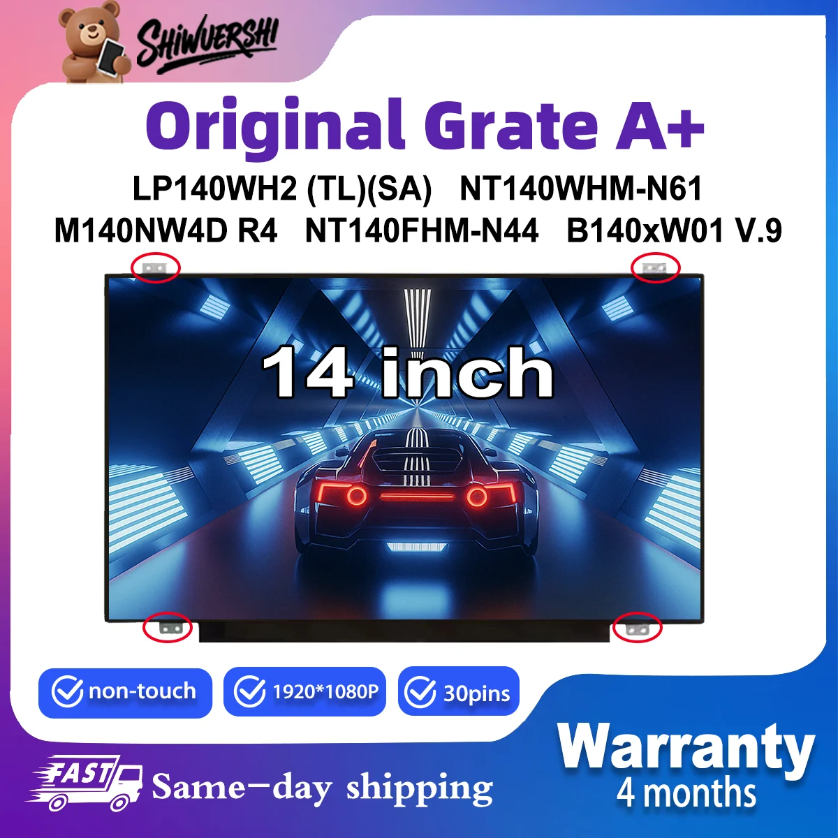 

Wholesale 14" Laptop Lcd Screen Monitor Slim LP140WH2 TLSA LP140WH2 (TL)(SA) NT140WHM N61 M140NW4D R4 NT140FHM N44 B140xW01 V.9