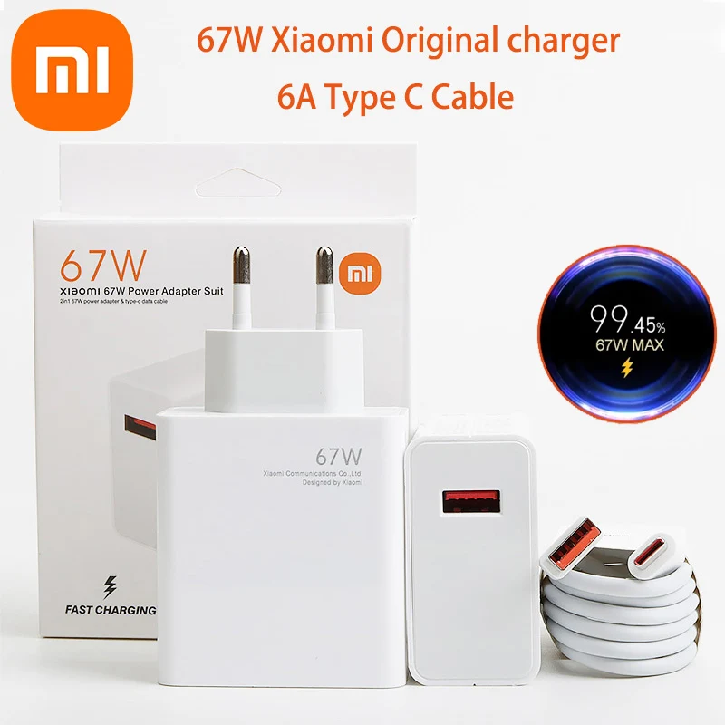 Original Xiaomi 67W Turbo Fast Charger EU Plug 6A Type C Cable For Mi 11 Pro Mix Fold Poco X3 GT X4 Pro 5G Redmi Note 11 Pro