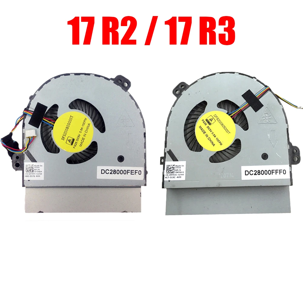 

07740Y 7740Y Laptop Fan For Alienware 17 R2 R3 DFS200805000T FG25 DFS200805000T FG26 0MYX41 MYX41 DC5V