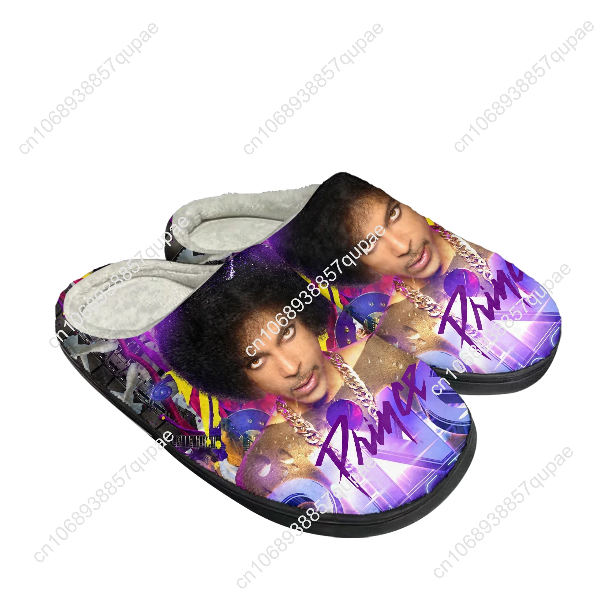 Prince Rogers sandal kustom katun rumah penyanyi sandal Pria Wanita sandal termal pasangan sepatu hangat tetap kasual mewah