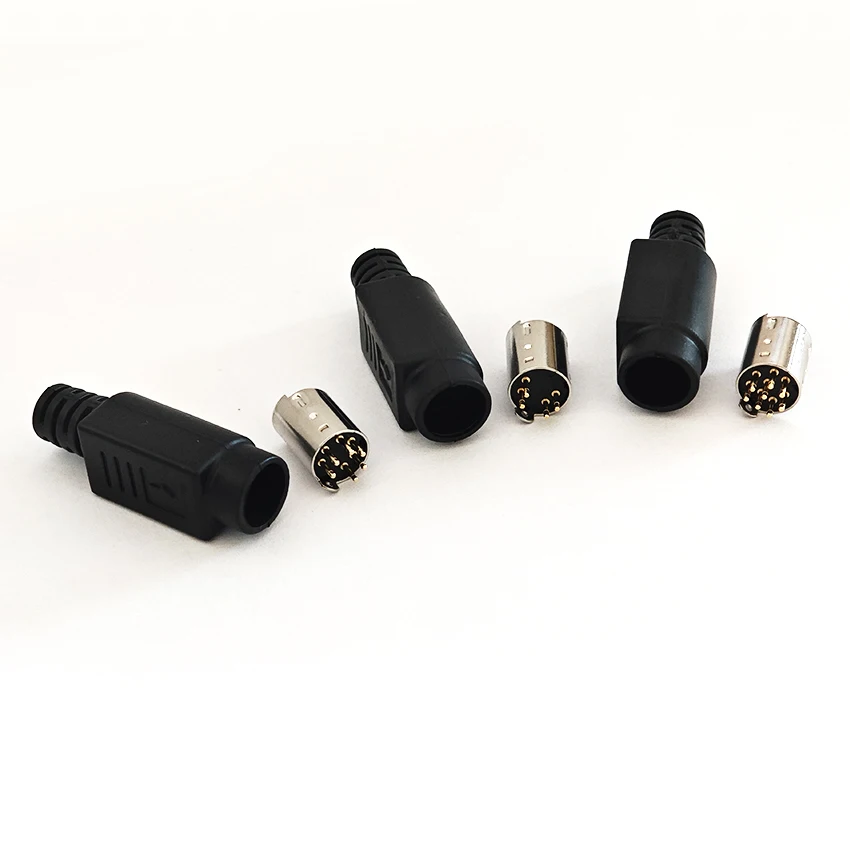 2pcs 8Pin/6Pin/4Pin Mini-DIN S Terminal PLC Connector MD8 Pin Male DIY For Soldering Cables Connector Industrial Equipment