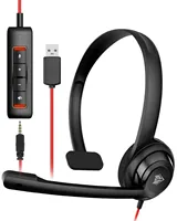 NUBWO HW02 USB Headset Headphones with Mic Noise Reduction for Call Center Office Business headset Single/Double Wired Headset