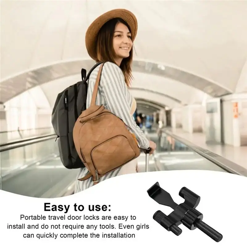 -[33A Tvdae] Door Lock Travel Small Steel Door Lock For Hotel Room Home Security Door Lock Adjustable Door Stoppers Door Safety view 5