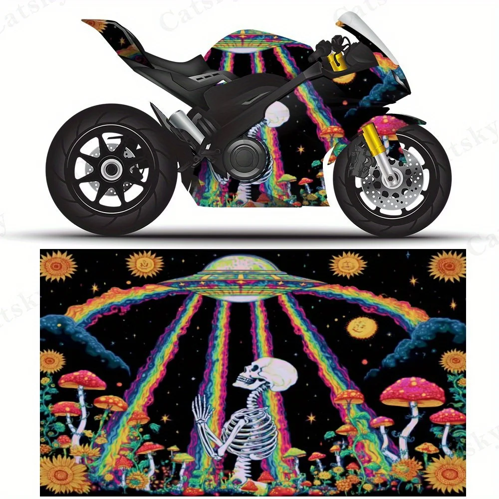 

Wishing rainbow skeleton PVC material self-adhesive waterproof motorcycle car sticker, paste firm and anti-wear, waterproof and