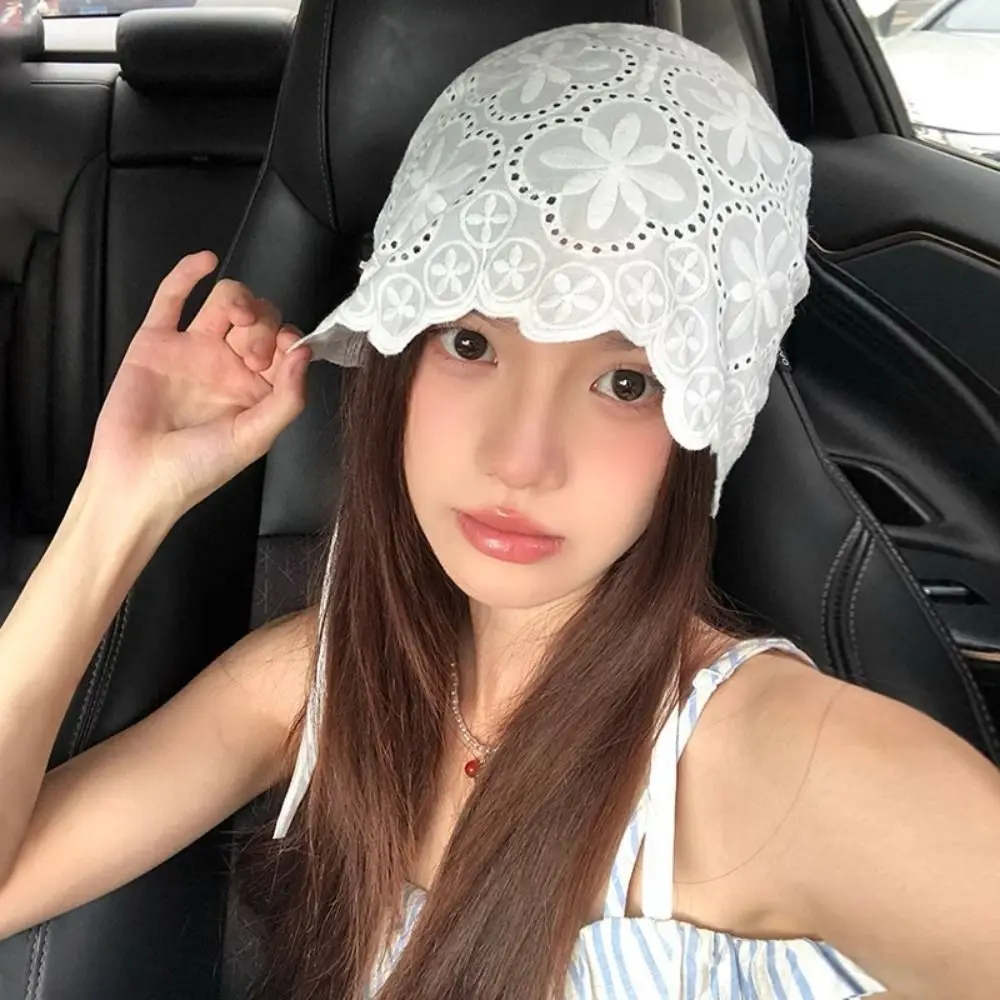 

Sweet Hollow Out Embroidered Lace Hat Breathable Spicy Girl Beanies Hat Y2k Thin Skullcap Outdoor