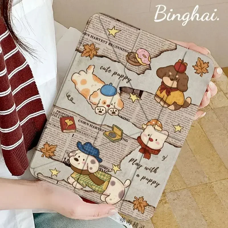 

Autumn Retro Maple Leaf Dog Bear For iPad Pro Air 13 11 M5 M4 M3 M2 2 1 11th A16 12.9" 10 9 8 7 6 5 Th Mini 7 6 5 4 7.9" Case