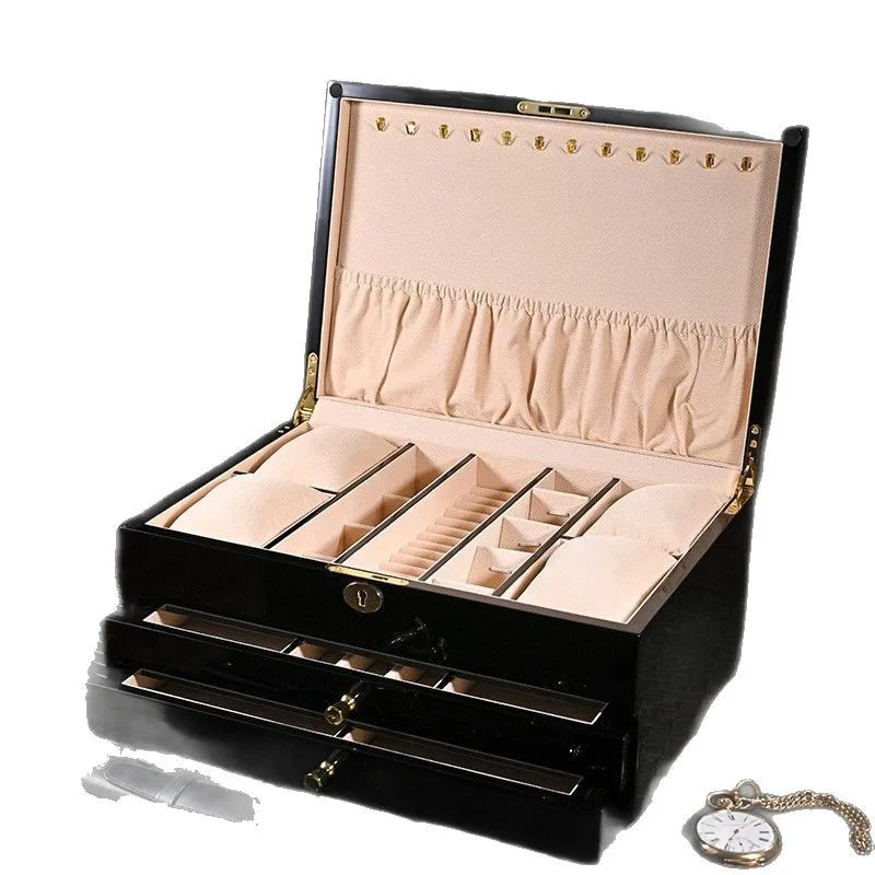 

Three Layers Jewelry Box Bracelet Earrings Jewellery Display Case Necklace Watch Organizer Boxes Household Trinket Storage Cases