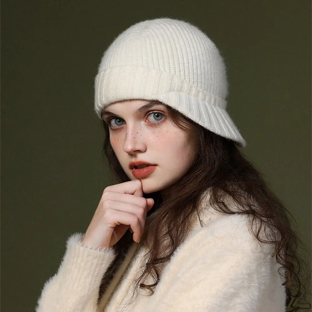 Fashion Windproof Warm Knitted Hat Coldproof Short Brim Peaked Cap Cold Resistant Ear Protection for Autumn and Winter