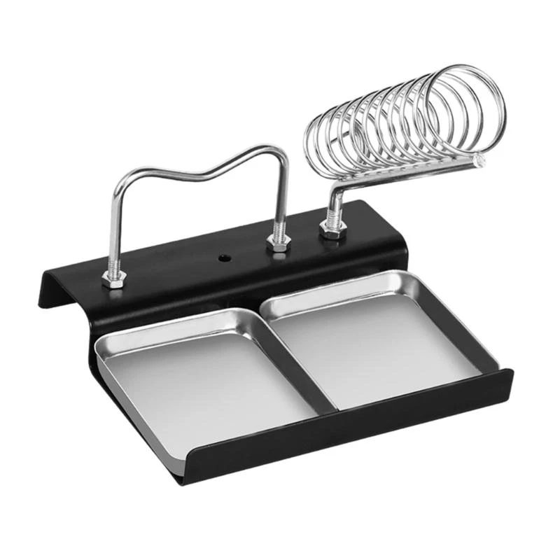 

JU64 Stable and Reliable Metal Soldering Iron Stand Double Soldering Iron Holder for Circuit Board Maintenance and Repair
