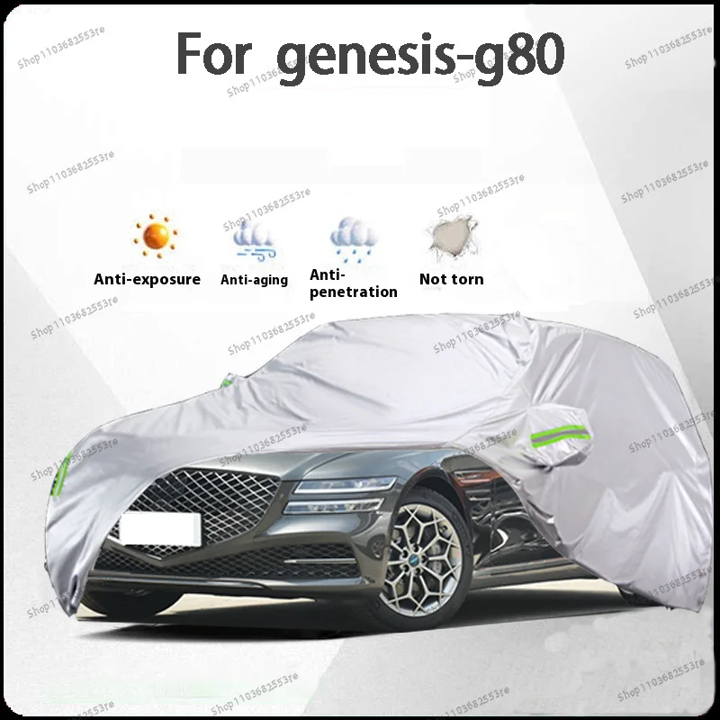 

For Genesis G80 Fit Car Cover Waterproof Dustproof Sunshade (UV) Snowproof Silve Full Cover with All-Day Protection