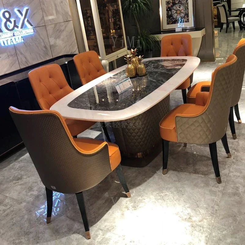 Bentley high-end villa furniture Italian light luxury dining table and chair luxury marble dining table