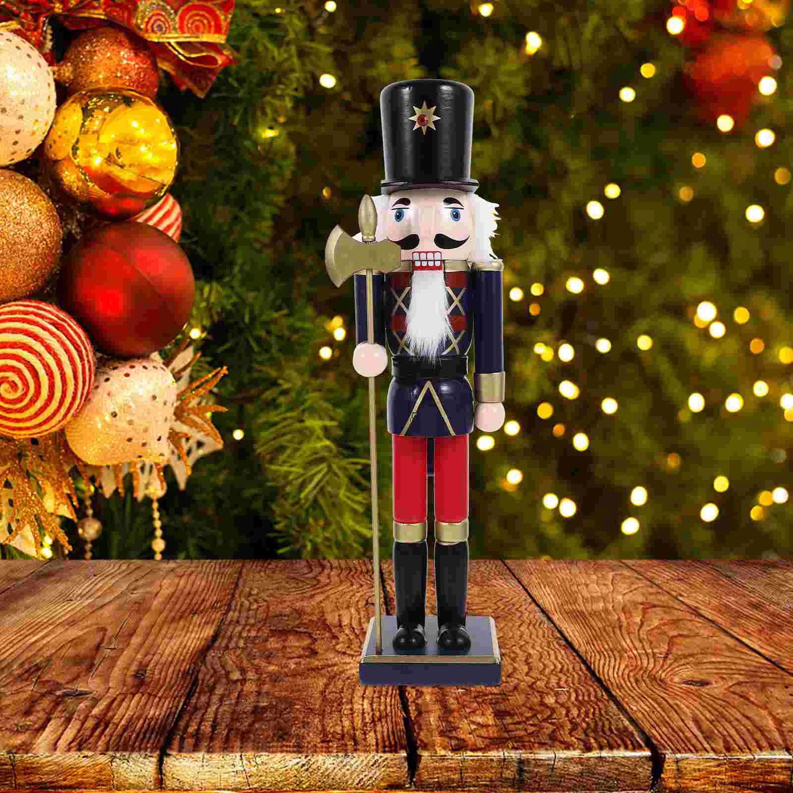 

Christmas Nutcracker Figurine Wood Figures Xmas Decor Statue Hotel Decoration Small Outdoor Charming
