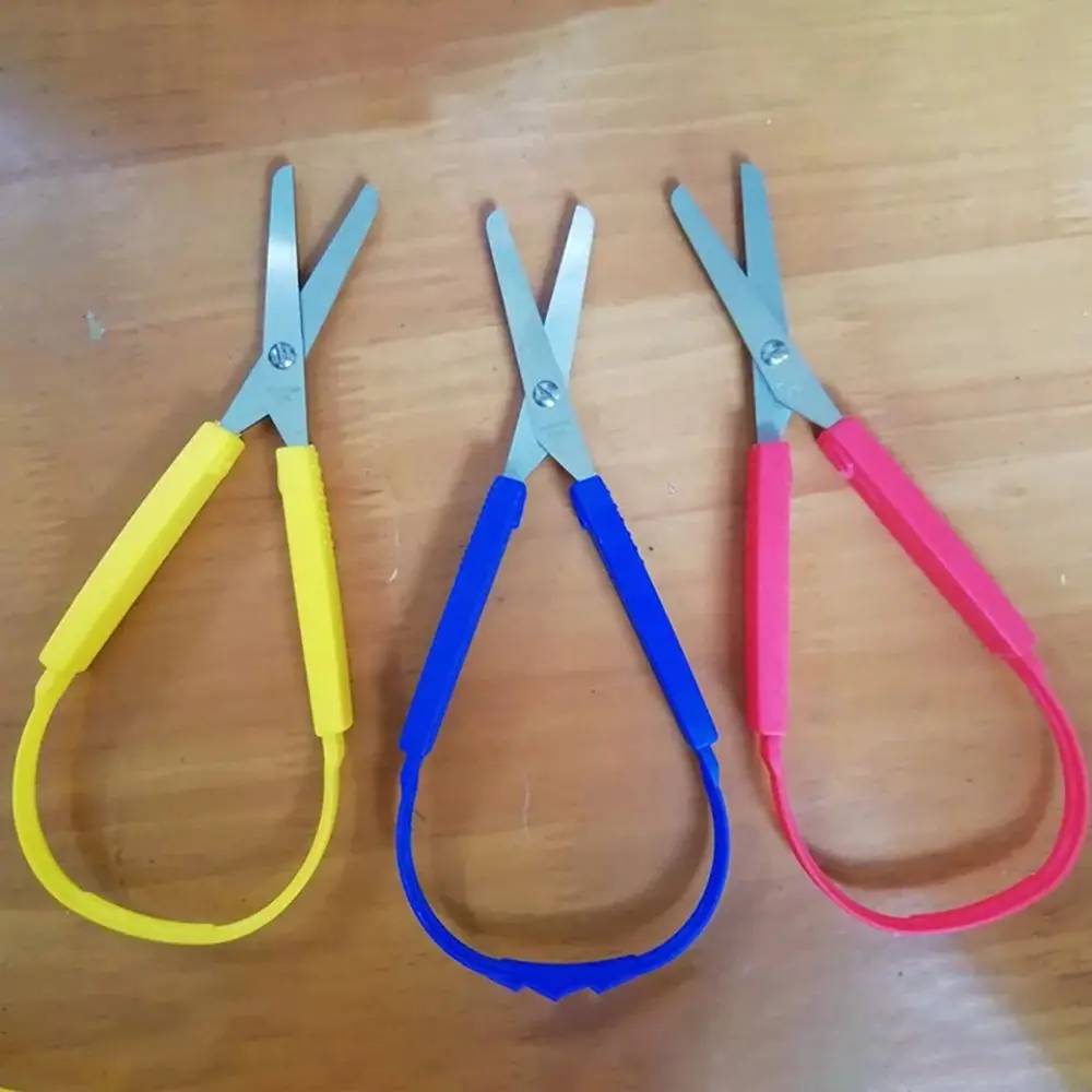 

2024 New Mini Stainless Steel Loop Scissors Adaptive Design Colorful Grip Scissor DIY Art Craft Cutting Tool Tijeras Circulares