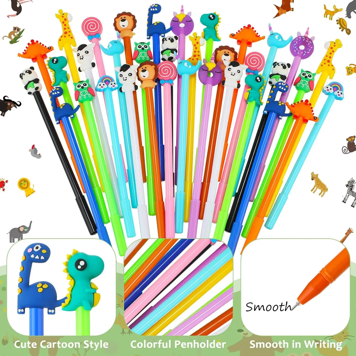 Imagem -05 - Cute Cartoon Gel Canetas Conjunto para Meninas Ferramentas de Escrita Engraçadas Professores Escola Escritório Presentes do Dia de Páscoa Suprimentos Volta às Aulas 24 Pcs