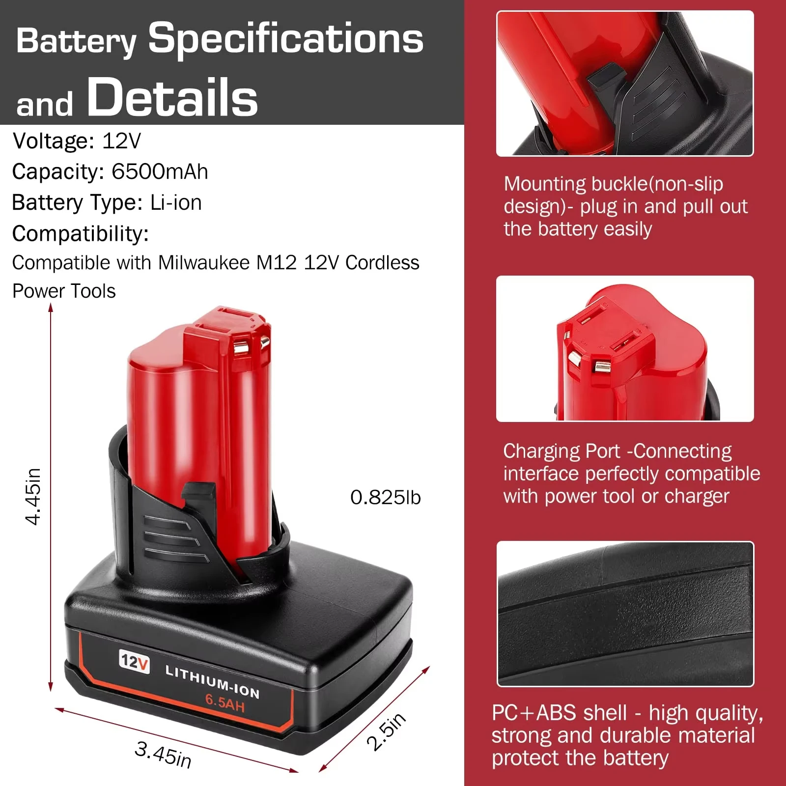 KUNLUN Voor Milwaukee 12V Tool Batterij Voor Milwaukee M12 6500mAh Lithium Batterij Slagmoersleutel Boor Power Tools batterij