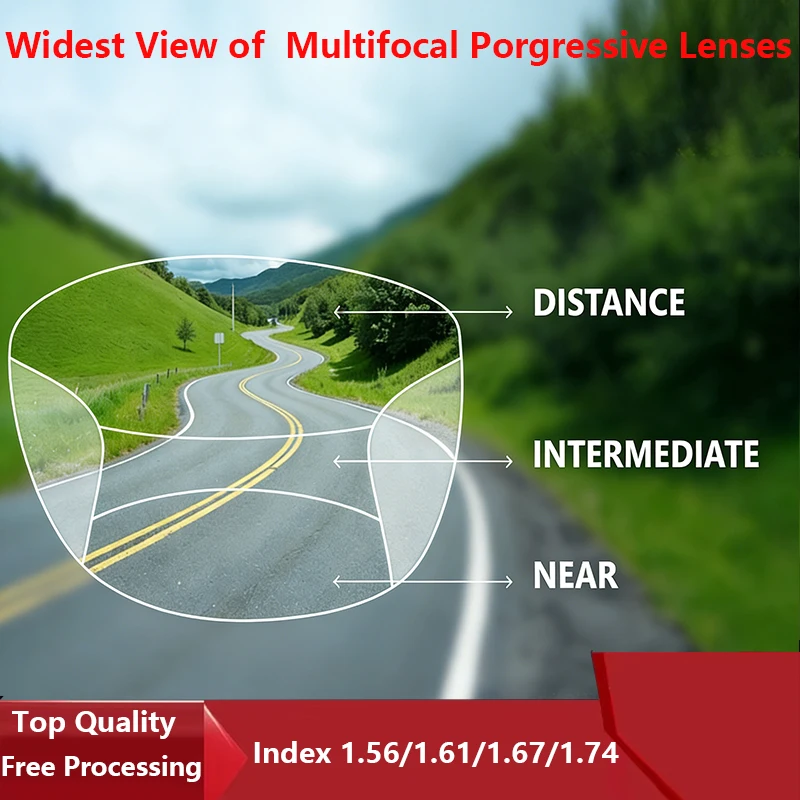 Widest Field Multi-focus Progressive Lens Digital ADD Prescription Lenses Driving Office Reading Medical V+ Hard Durable Glasses
