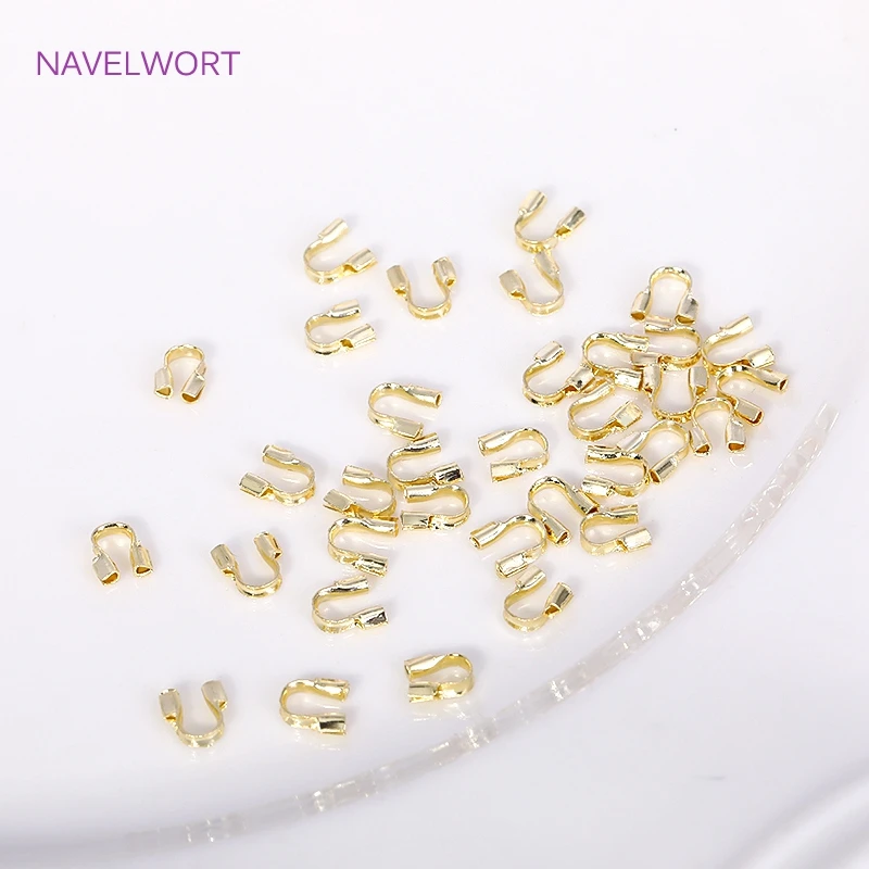 Wholesale 14K/18K Gold Plated Brass U Shape Hook Clasp Connector Wire Guardian Cord Protector,DIY Jewelry Making Accessories