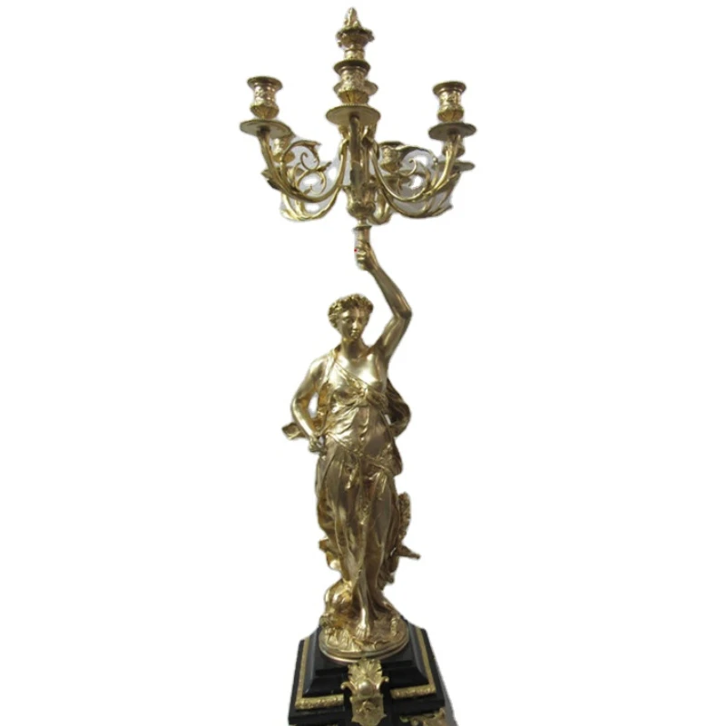 

Antique classical Solid Bronze A Warrior Holding Candle Holder/ candle sticks Home decoration, Church with 6 Arms