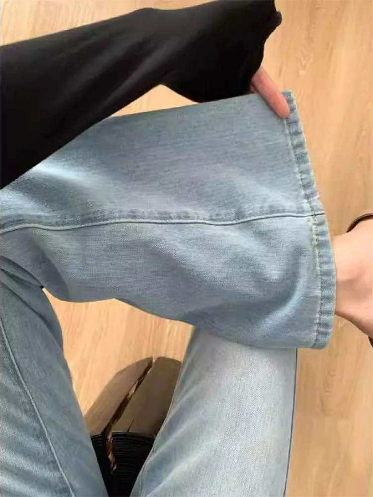 ارتفاع الخصر واسعة الساق الجينز النساء فضفاضة تناسب Bootcut الدنيم السراويل الصيف المضادة للتجاعيد عالية الخصر السراويل الطويلة حجم كبير