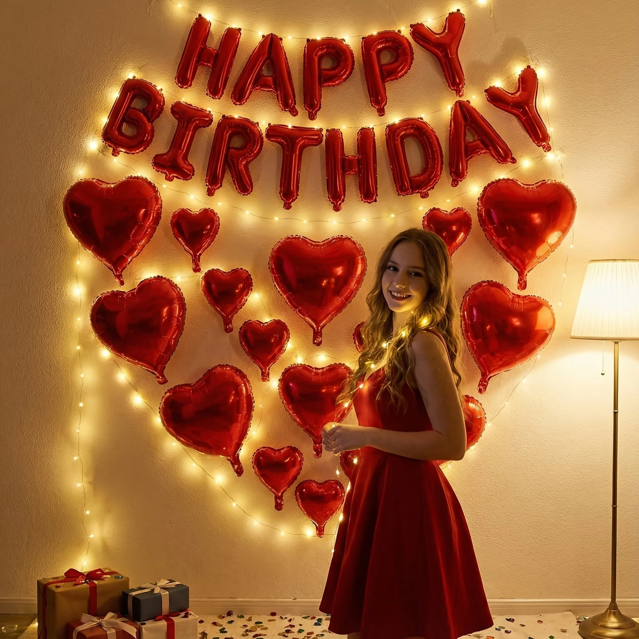 Geburtstags-Buchstabenballon-Set Rote Herzballons für Valentinstag Hochzeit Babyparty Geburtstag Jubiläum Romantische Dekoration – Detail 6