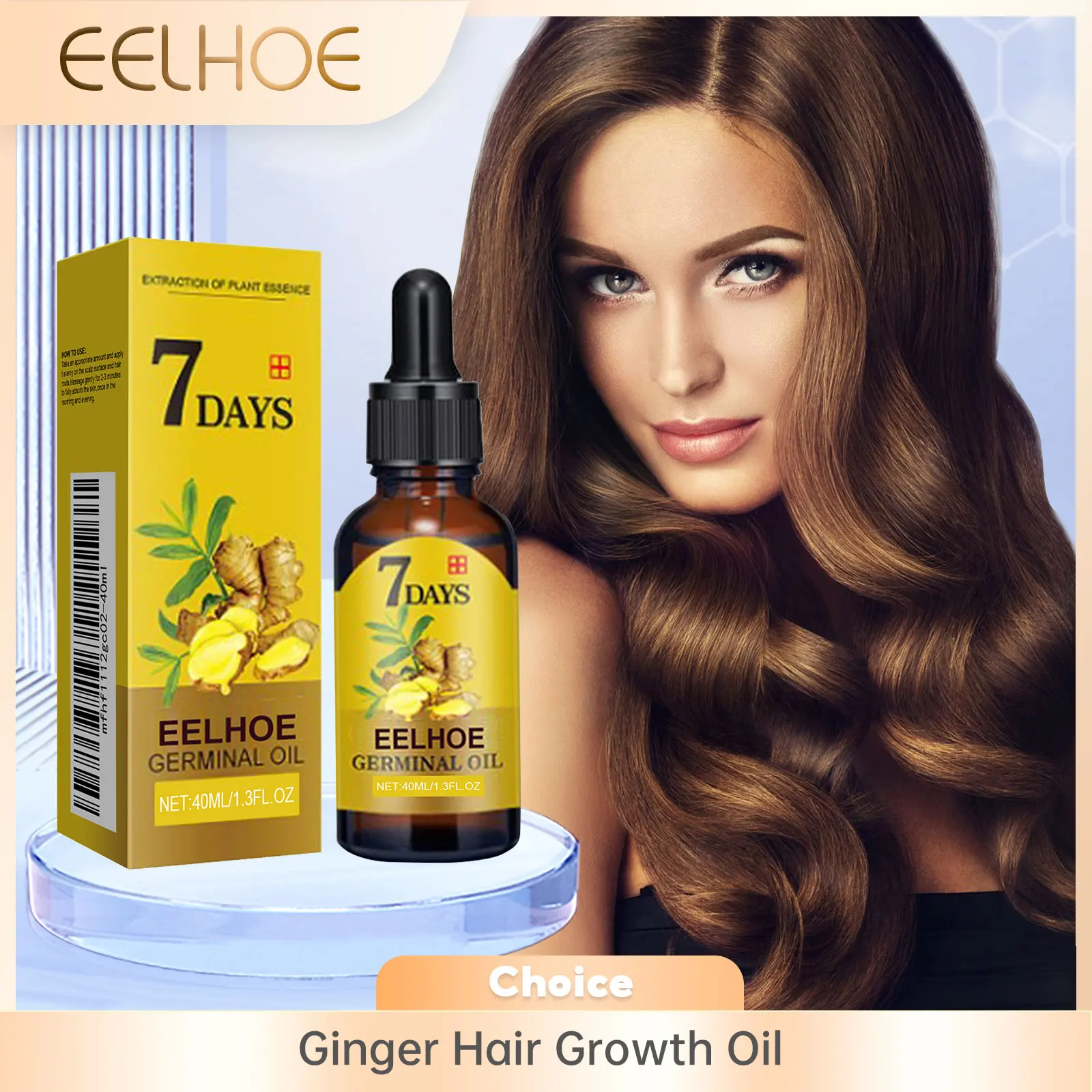 

Ginger Hair Growth Essential Oil Nourishing Scalp Anti Balding Anti Frizzy Hair Loss Treatment Strengthening Hair Regrowth Serum