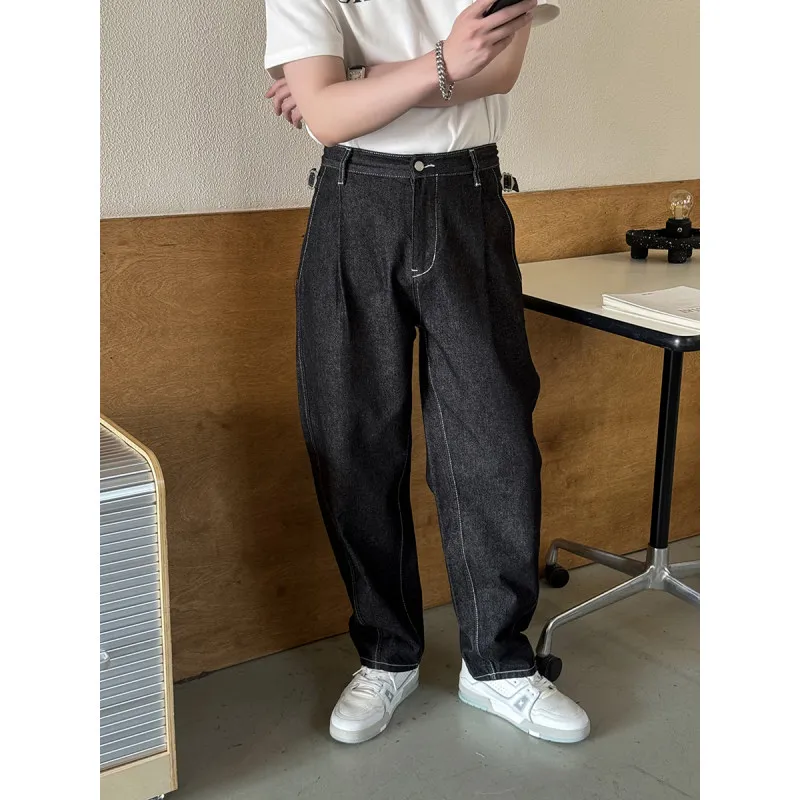 

Молодежные джинсы прямого кроя, свободные широкие брюки в пол, с эффектом стройности, повседневные длинные брюки для мужчин и женщин